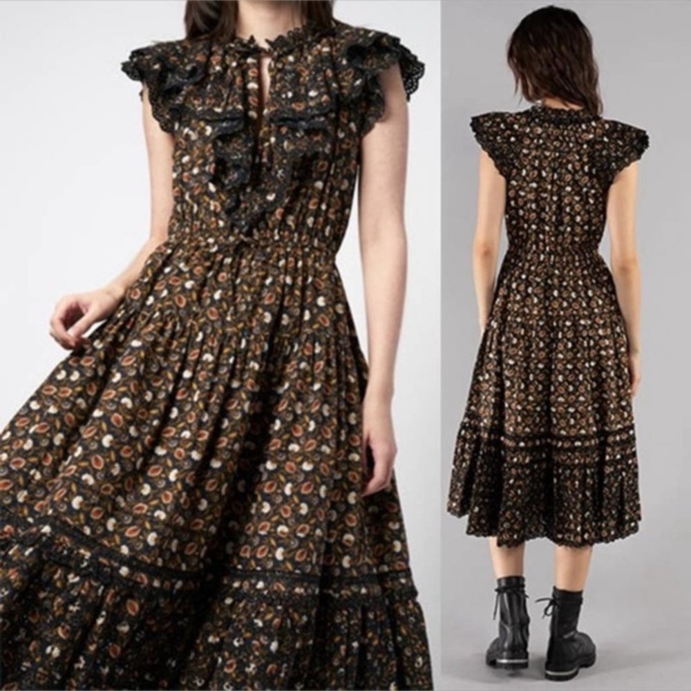 ULLA JOHNSON Yvette Midi Dress Sz 0 - Picture 3 of 6